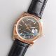 Swiss Replica Rolex Day-Date Leather Watch Rose Gold Case Black Dial (2)_th.jpg